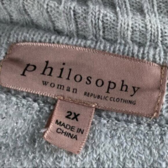 NWT Philosophy Light Grey Cowl Neck Sweater 2X - Picture 6 of 7